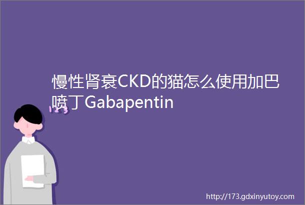 慢性肾衰CKD的猫怎么使用加巴喷丁Gabapentin